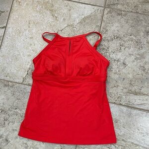 Lands' End Bold Coral Halter Swimsuit